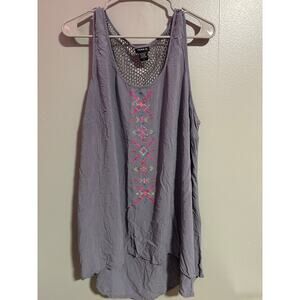 Torrid Gray Embroidered Tank Top Sleeveless Boho Tunic Plus Size 3